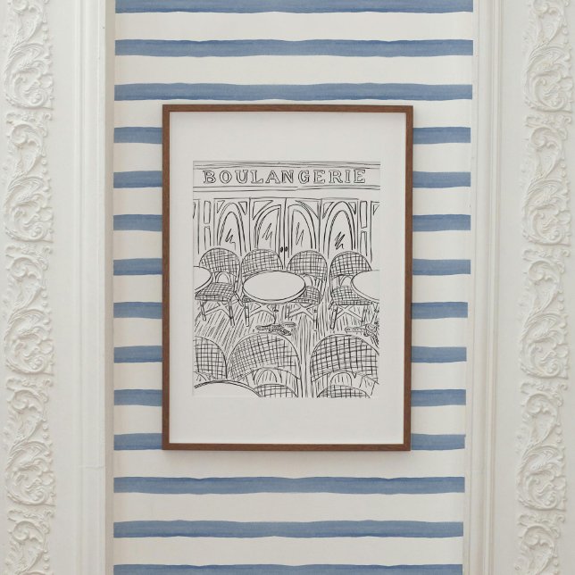 Poster noir et blanc Paris Boulangerie (Black and White Paris Boulangerie Sketch Illustration Poster)