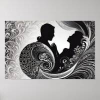 Noir et blanc Silent Vow Silhouette Histoire d'amo