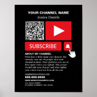 Noir et rouge élégant - QR Code, Youtube - Vlogger