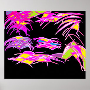 Poster noir et violet éclatant couleurs vives et v