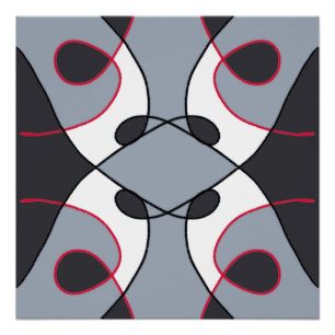 Poster Noir, gris, blanc et rouge Design vintage abstrait