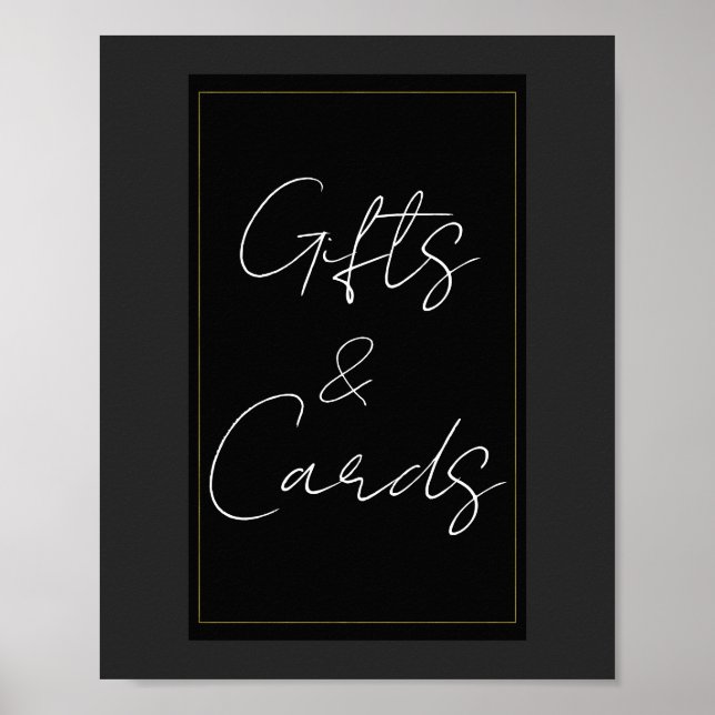 Poster Noir Gris Or Moderne Cadeaux minimaux & Cartes Sig (Devant)