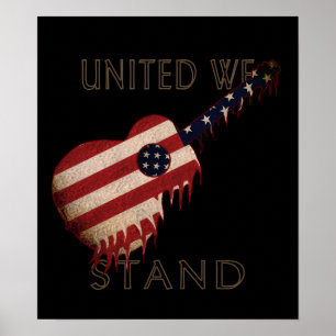 Poster - Noir - Guitare américain Drapeau - Noir