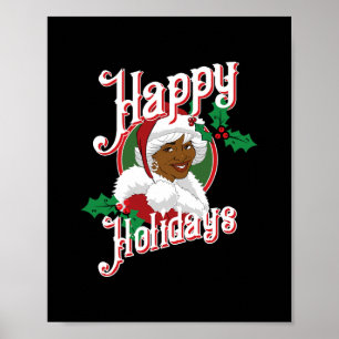 Poster noir heureux vacances afro-américain père Noël mrs