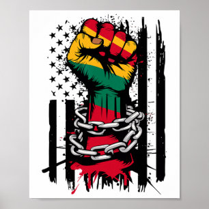 Poster Noir Histoire Mois Poing Drapeau Américain Drapeau