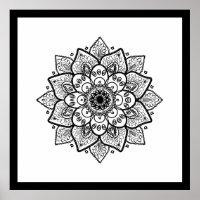 Poster noir Mandala sur blanc