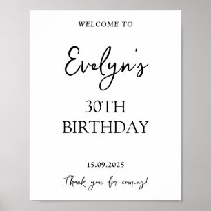 Poster Noir manuscrit moderne 30e anniversaire Bienvenue