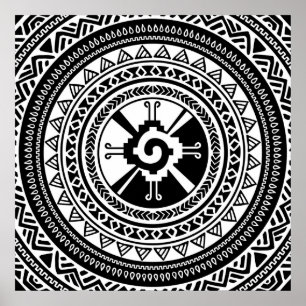 Poster Noir maya et or de symbole de Hunab Ku