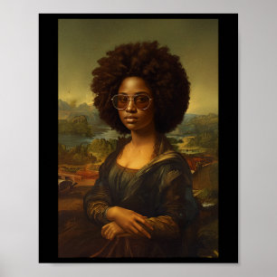 Poster Noir Mona Lisa Afro Africain-Américain Noir Histor