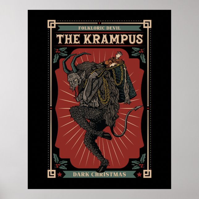 Poster Noir noir Devil folklorique Krampus Sac de jouets (Devant)