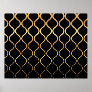 Poster Noir, or, cool, tendance, design abstrait rétro