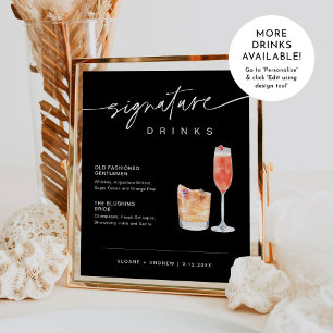 Poster NOIR Signature Boissons Mariage Signal Noir 8x10
