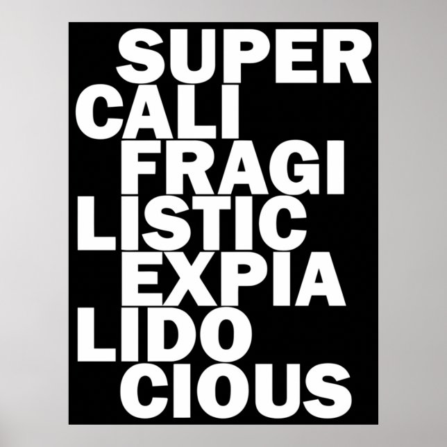 Poster noir surcalifragilisticexpialidocile (Devant)