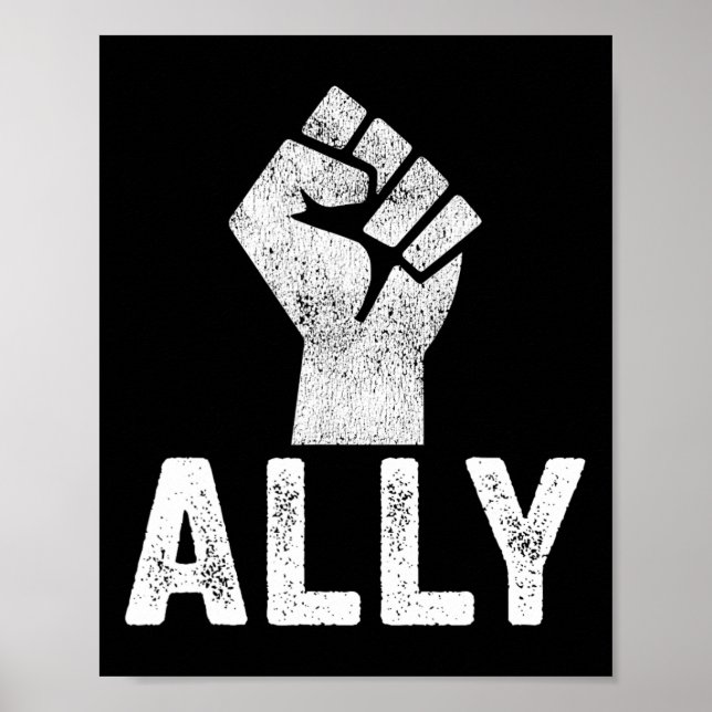 Poster Noir Vit Problème Ally Fist Support Blm (Devant)