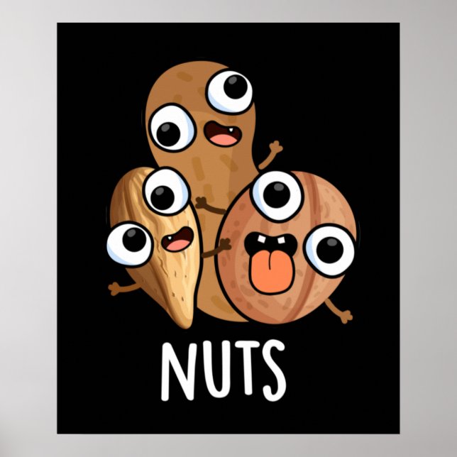 Poster Noix Drôle Nutty Food Pun Dark BG (Devant)