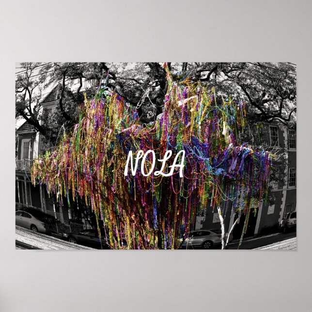 Poster NOLA Mardi Gras Arbre perlé - Nouvelle-Orléans (Devant)