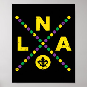 Poster Nola New Orleans Louisiana Jester Funny Mardi Gras