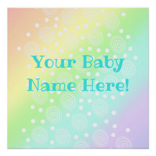 Poster Nom bébé personnalisé Pastel Rainbow Nursery Impri