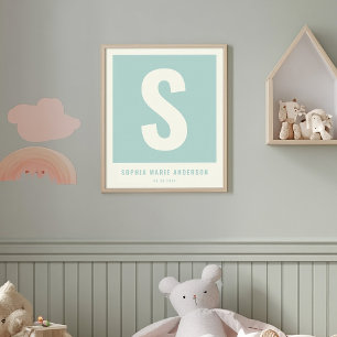 Poster Nom bébé personnalisé Pépinière Décor Mur Monogram