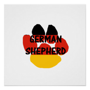 Poster nom berger allemand patte drapeau-allemagne patte