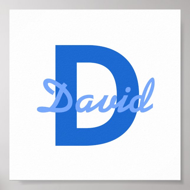 Poster Nom bleu et monogramme (Devant)