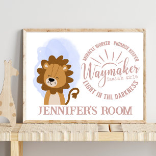 Poster Nom Christian Cute Baby Lion Bible Citation