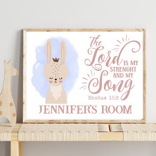 Poster Nom Christian Cute Bunny Rabbit Bible Citation