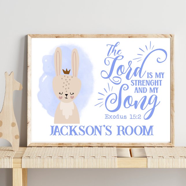 Poster Nom Christian Cute Bunny Rabbit Bible Citation (Créateur téléchargé)