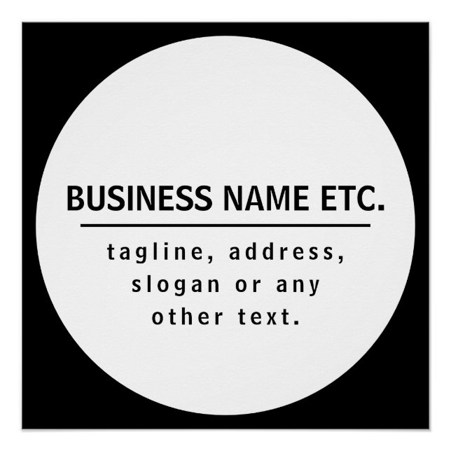 Poster Nom commercial & Slogan/autre texte | Noir et blan (Devant)