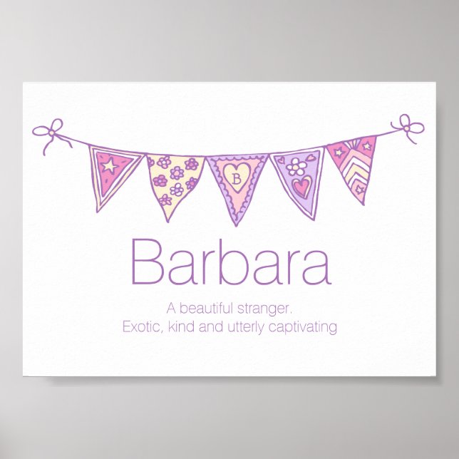 Poster Nom de Barbara signifiant drapeau rose violet (Devant)