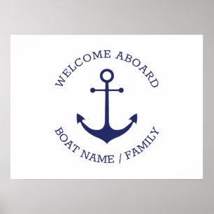 Poster Nom de bateau personnalisé Bienvenue à bord de l'a