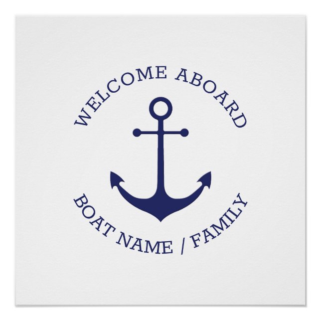 Poster Nom de bateau personnalisé Bienvenue à bord de l'a (Devant)