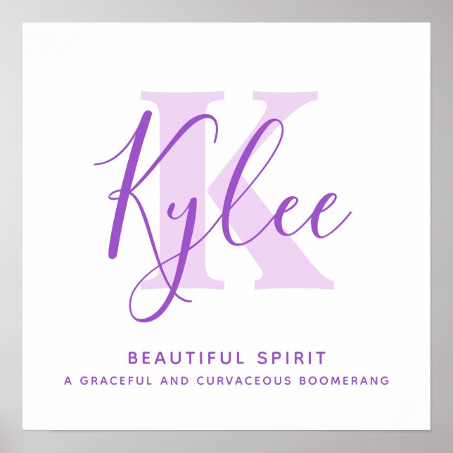 Poster Nom de clé signifiant texte violet personnalisé (Devant)