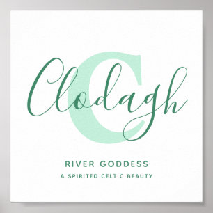Poster Nom de clodagh signifiant nuances de texte vert pe