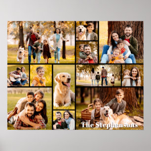 Poster Nom de Collage de 12 Photos Unique Simple