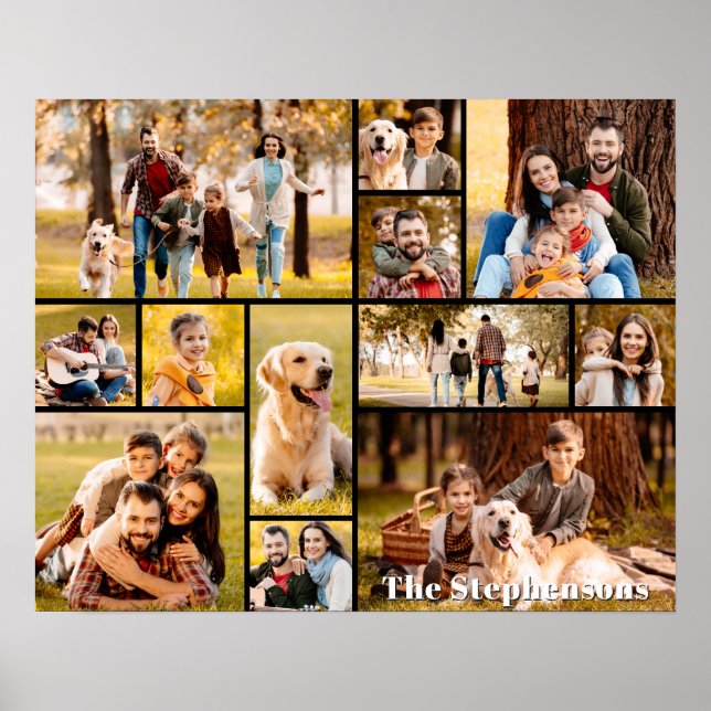 Poster Nom de Collage de 12 Photos Unique Simple (Devant)