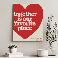 Nom de famille personnalisé Love Heart Red Modern
