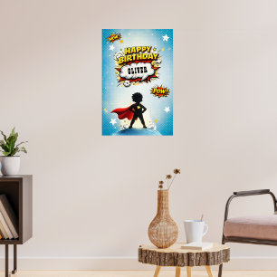 Poster Nom de garçon de super-héros de style BD pour anni