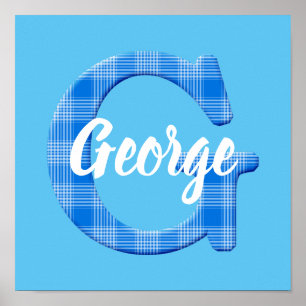 Poster Nom de garçon personnalisé carreaux lettre G