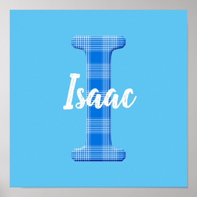 Poster Nom de garçon personnalisé Plaid Lettre I (Devant)