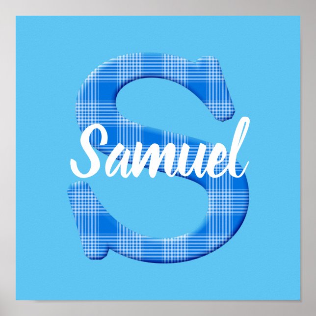 Poster Nom de garçon personnalisé Plaid Lettre S (Devant)