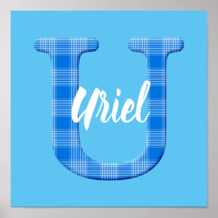 Poster Nom de garçon personnalisé Plaid Lettre U