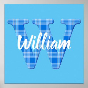 Poster Nom de garçon personnalisé Plaid Lettre W
