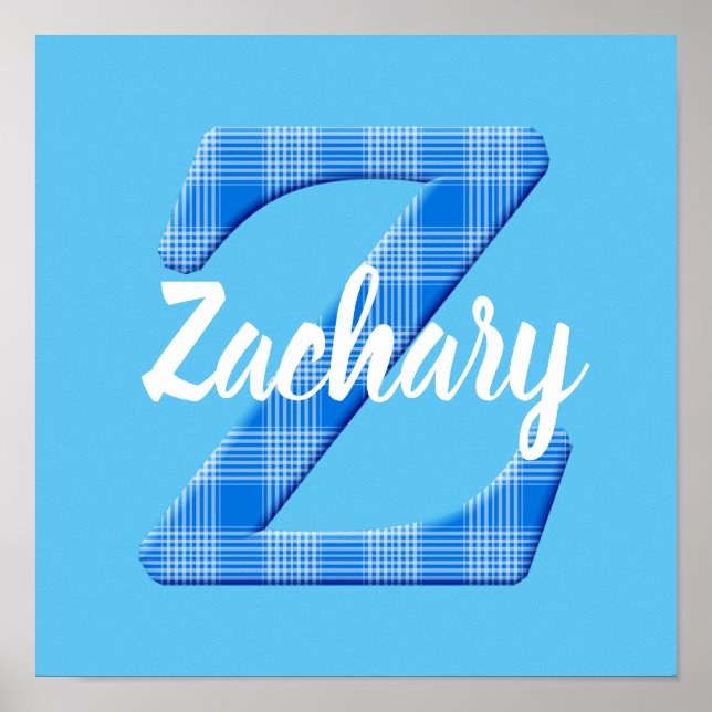 Poster Nom de garçon personnalisé Plaid Lettre Z (Devant)