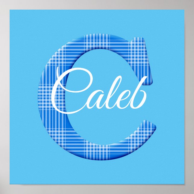 Poster Nom de garçon Plaid personnalisé Lettre C (Devant)