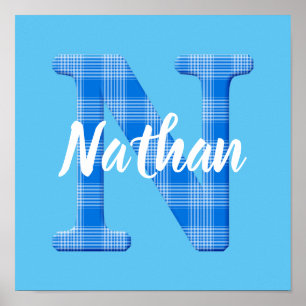 Poster Nom de garçon Plaid personnalisé Lettre N