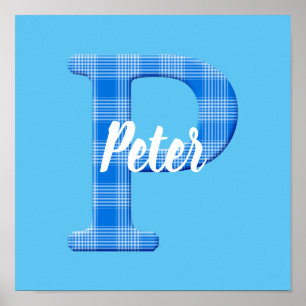 Poster Nom de garçon Plaid personnalisé Lettre P