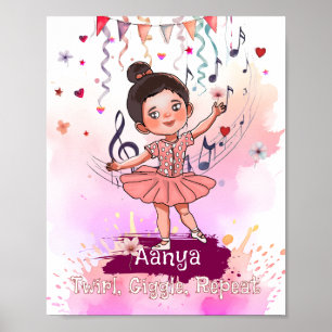 Poster Nom de la ballerine de bébé personnalisée
