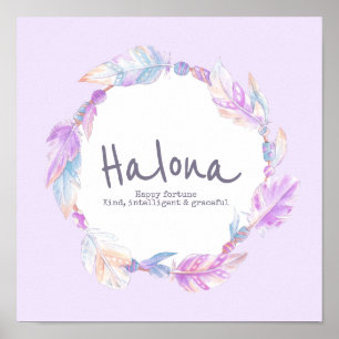 Poster Nom de la couronne de plumes et perles Holona sign
