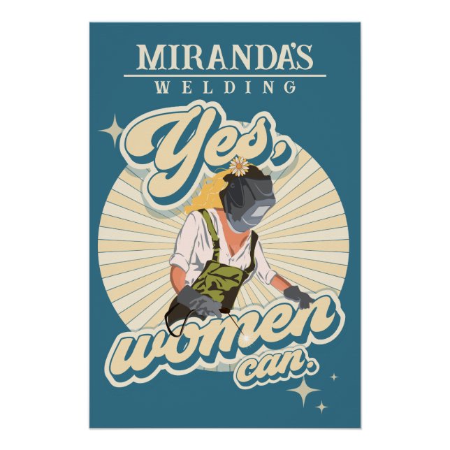 Poster Nom de l'atelier personnalisé de la femme soudeuse (Devant)